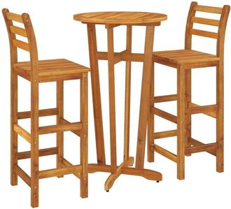vidaXL Mesa y taburetes altos de jardín 3 pzas madera maciza acacia vidaXL