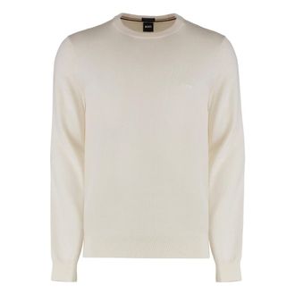 HUGO BOSS Hugo, Round-neck Knitwear, male, Beige, Size: 2XL virgin wool crew-neck sweater