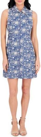 Kensie Embroidered Sheath Dress in Chambray/Ivory at Nordstrom Rack, Size 14