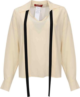 Max Mara Mstcolono Silk Blouse With Bow Tie