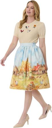 Unique Vintage Printed Woven Gellar Skirt in Multicolor Farm Print at Nordstrom, Size Medium