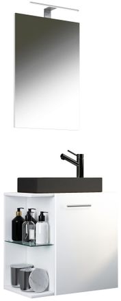 ebuy24 Ebuy24 - Set Vcm De 3 Piezas Lavadero Para Invitados Wc Ba&ntilde;o Para Invitados Lavabo Con Espejo Set De Ba&ntilde;o - Hausa Sp-bl (blanco)