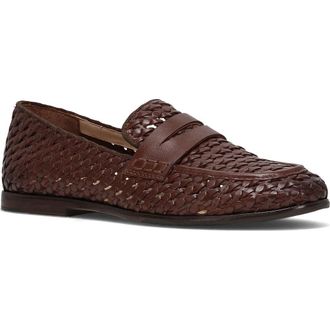 Frye Faith Woven Penny Loafer in Dark Brown at Nordstrom, Size 6.5