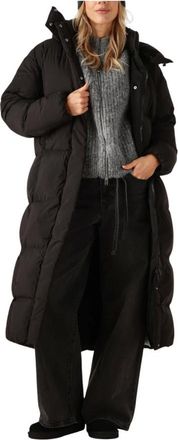 Tommy Jeans Jassen, Dames, Zwart, M, Leer, TJW Alaska Grid Dwn Mxi Coat Ext