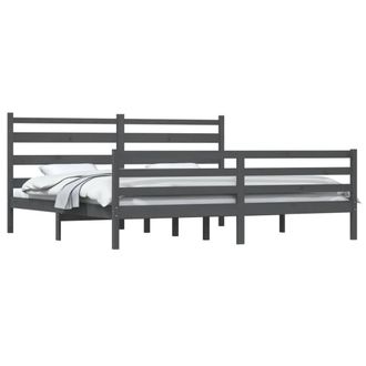 Berkfield Home Beautiful Bed Frame Solid Wood Pine 200x200 cm Grey