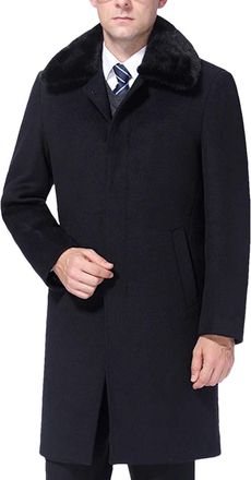Generic Mens Wool Coat Winter Warm Pea Coat Wool Blend Long Parka