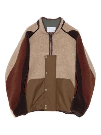 Yoshiokubo panelled zip jacket - men - Polyester/Wool/Polyester/Polyester - 2 - Brown