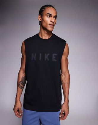 Nike Athletic Club - Top senza maniche nero con logo sul petto