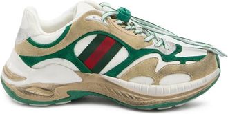 Gucci Drawstring Stripe Leather Sneakers