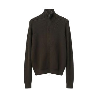 Emporio Armani Ribbed High-Neck Zip Cardigan - Heren - Truien - Bruin - Maat: XL