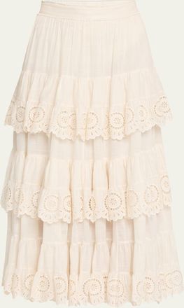 Zimmermann Lucky Embroidered Midi Skirt