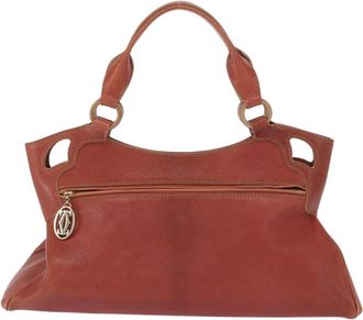 Cartier Cartier Marcello Handbag Leather Brown Leather Handbag (Pre-Owned)