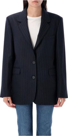 Golden Goose Jassen, Dames, Blauw, S, Wol, Donkerblauwe Wollen Blazer Jas