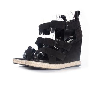 Balenciaga Pre-owned Womens suede wedge sandal - Black - Size EU 39