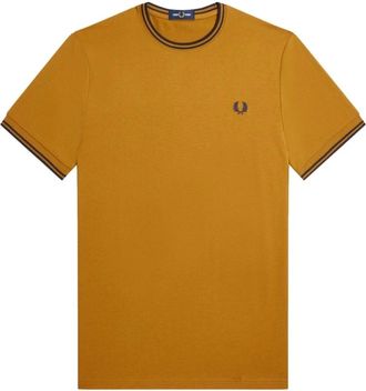 Fred Perry Twin Tipped Katoenen T-Shirt - Heren - T-shirts - Bruin - 2XL - Katoen - Tops