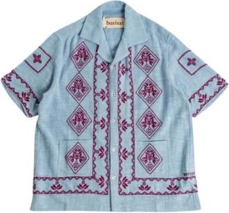 Baziszt Baziszt, Heren, Overhemden, Blauw, Maat: XL Katoen