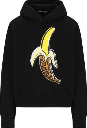Palm Angels Banana Printed Hoodie Black Yellow Leopard PMBB058F22FLE0091018