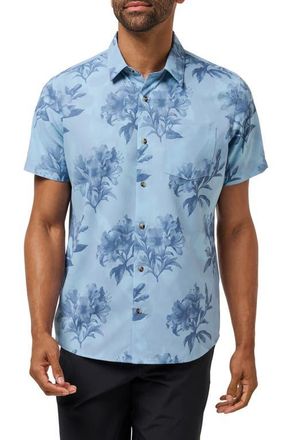Travis Mathew Seashelf Floral Technical Button-Up Shirt in Forget Me Not at Nordstrom, Size X-Large