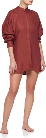 Bondi Born Linen Relaxed Everywhere Shirt In Terracotta