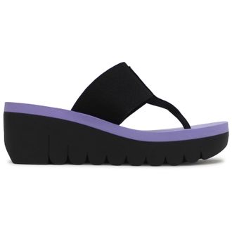 FLY London YOMU725FLY Cupido Leather Womens Toe Post Sandals - Black Viola - Size:UK 6