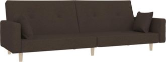 vidaXL Vidaxl - Sof&aacute; Cama De 2 Plazas Con Dos Almohadas Tela Marr&oacute;n Oscuro