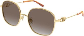 Valentino Sunglasses, female, Yellow, Size: 57 MM Geometric-frame Sunglasses