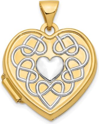 Diamond2Deal 14k Yellow Gold Celtic Knot with Heart of Gold Poem on Reverse 18mm Heart Locket