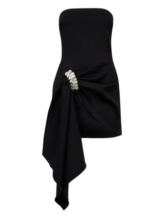 DAVID KOMA draped-hem mini dress - Black