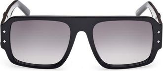 MCM 55mm Polarized Navigator Sunglasses in Shiny Black /Gradient Smoke at Nordstrom
