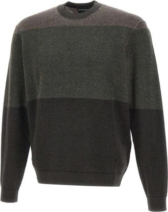 Emporio Armani Trui met ronde hals - Heren - Ronde hals truien - Groen - L - Wol - Truien & Vesten
