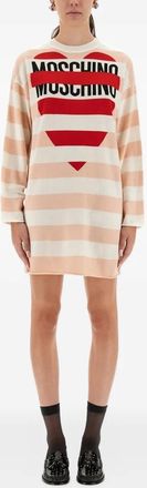 Moschino heart striped dress - Neutrals