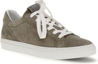 Brunello Cucinelli Womens Suede Sneakers With Precious Loop Safari