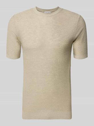 Antony Morato Slim Fit T-Shirt aus Leinen-Mix in Strick-Optik in Beige, Gr&ouml;&szlig;e XXL