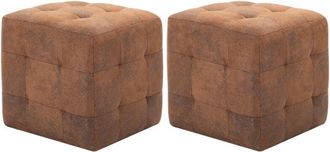 vidaXL Pouf 2 pz Marrone 30x30x30 cm in Similpelle Scamosciata - Vidaxl