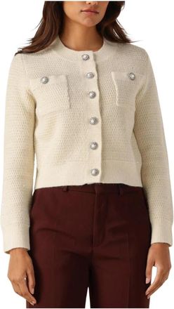 Suncoo Gezellig Ecru Gebreid Vest - Dames - Vesten - Beige - XS - Truien & Vesten