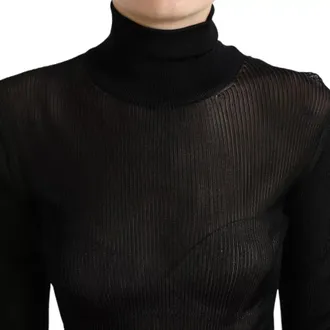 Dolce & Gabbana Black Viscose Turtle Neck Pullover Womens Sweater (Pre-Owned)