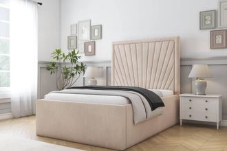 Comfort Beds Kensington Naples Bed Frame With Mattress-50 Upholstered in Light Sand | Size: Single