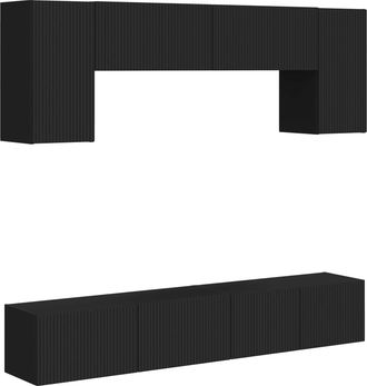 vidaXL Conjunto De Mueble De Tv 4 Uds. Negro Madera De Ingenier&iacute;a Vidaxl