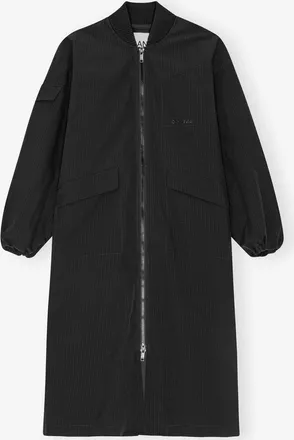 Ganni Black Tech Seersucker Oversized Shell Coat - Size XXS/XS