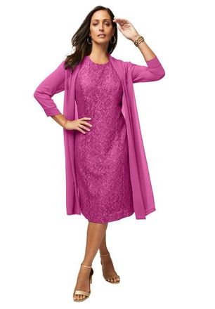 Jessica London 2-Piece Lace Jacket Dress in Raspberry at Nordstrom, Size 18