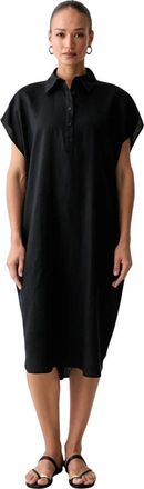 Benetton Linnen Jurk met Halflange Mouwen - Dames - Casual kleedjes - Zwart - M/L - Linnen - Kleedjes
