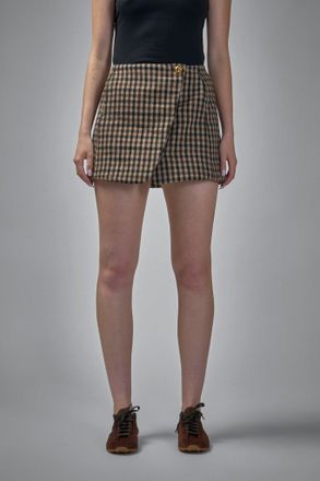 Ganni Check Wool Mix Skirt