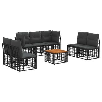vidaXL Conjunto De Sof&aacute;s De Exterior 8 Pcs Negro Y Gris Oscuro Vidaxl