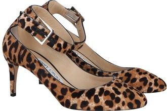 Jimmy Choo London Womens Leather Helena 65 Leopard Print Pump (Authentic Pre-Loved)