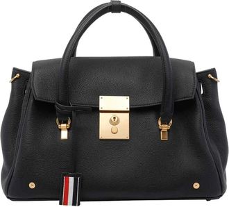 Thom Browne Leren Handtas met Lock Detail - Dames - Handtassen - Zwart - ONE Size - Leer - Tassen