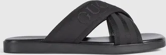 Gucci Mens Slide Sandal, Black, Fabric