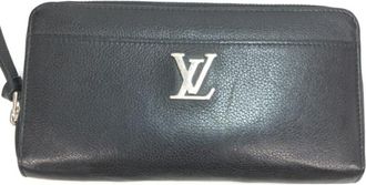 Louis Vuitton Black Leather Long Wallet (Bi-Fold) (Pre-Owned)