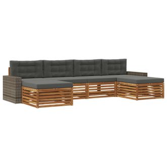 vidaXL Juegos De Sof&aacute;s Con Coj&iacute;n 6 Pcs Madera De Acacia S&oacute;lida Vidaxl