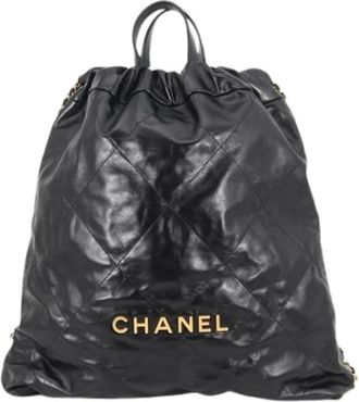 Chanel Pre-owned Vintage Leren Rugzak - Dames - Vintage Rugzakken - Zwart - ONE Size - Leer - Vintage