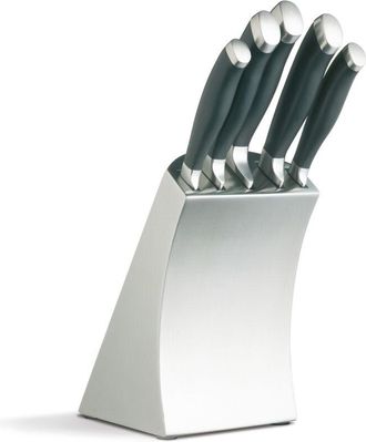 Kitchen Craft Masterclass Trojan Juego De 6 Cuchillos De Acero Inoxidable De Dise&ntilde;o Y Bloque De Cuchillos